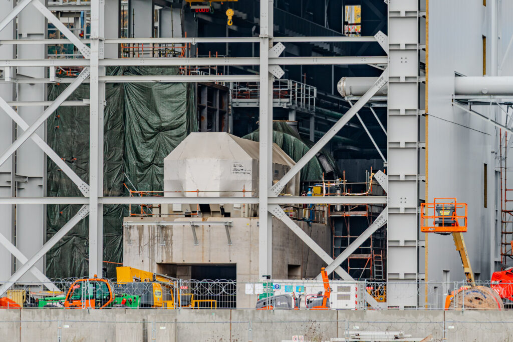 A close-up photograph of the turbine at the new Awirs power station