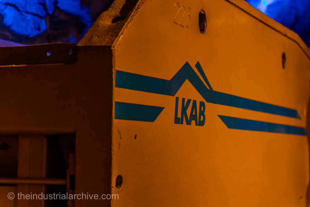 A photograph of the LKAB logo on a mine cart